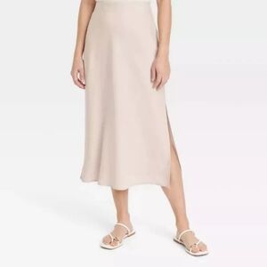 A New Day A-Line Midi Slip Skirt Taupe Women's  4X